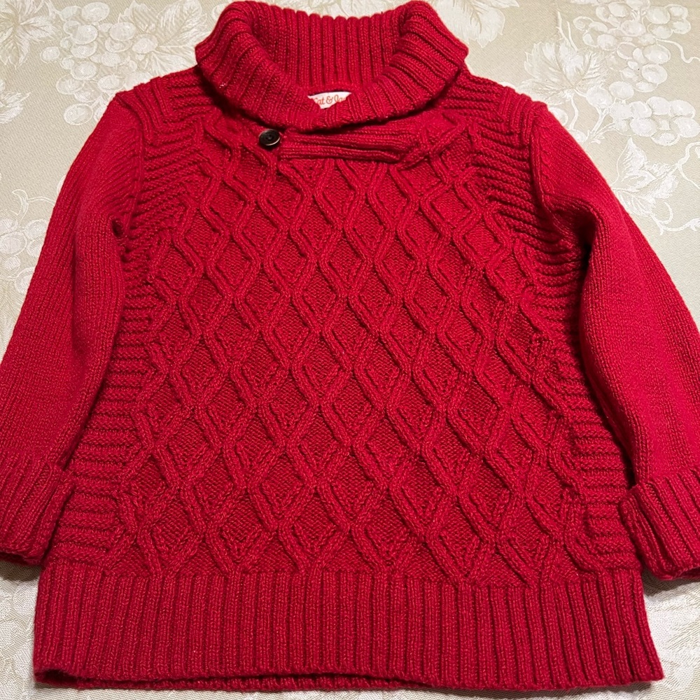 Cat & Jack Red Cable Knit Sweater